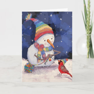Festiva La tarjeta navideña Jolly Snowperson
