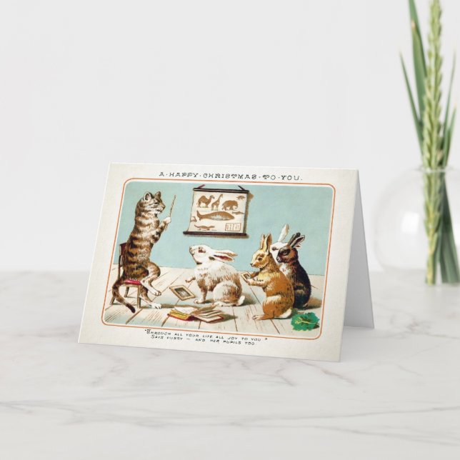 Festiva La victoriana Pussy y su tarjeta de Navidades de a (Anverso)