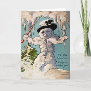 Festiva La vieja tarjeta de vacaciones de Snowman