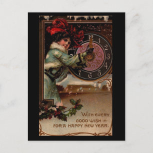 Festiva La virgen dama victoriana feliz postal de año nuev