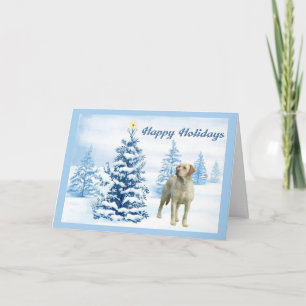 Festiva Labrador Recuperador Navidades Tarjeta Árbol Azul6