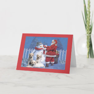Festiva Labrador Recuperador Navidades Tarjeta Santa Snowm