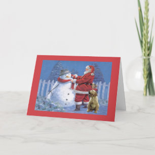 Festiva Labrador Recuperador Navidades Tarjeta Santa Snowm