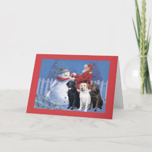 Festiva Labrador Recuperador Navidades Tarjeta Santa Snowm