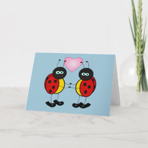 Festiva Ladybugs en la tarjeta de amor