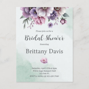 Festiva Lavanda con ducha de novia y postal floral verde