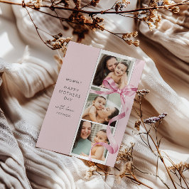 Festiva Lazo Rosa Elegante Tarjeta del Día de la Madre con