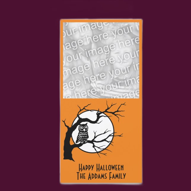 Festiva Lechuza en una tarjeta fotográfica de Halloween en (Subido por el creador)