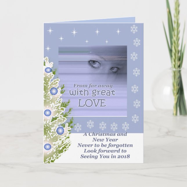 Festiva Lejos del amor, tarjeta de felicitaciones navideña (Anverso)