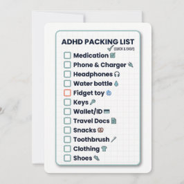 Festiva Lista de Empaquetado Minimalista para ADHD Tarjeta
