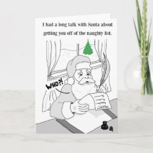 Festiva Lista traviesa de Santa, tarjeta de Navidades y so