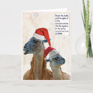 Festiva Llama Navidades Tarjeta de saludo Deck The Halls