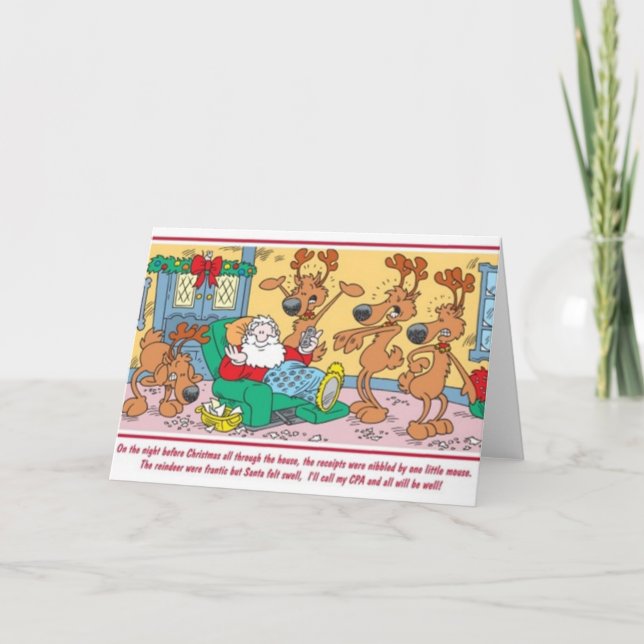 Festiva Llamada de CPA Santa del contable para la tarjeta (Anverso)