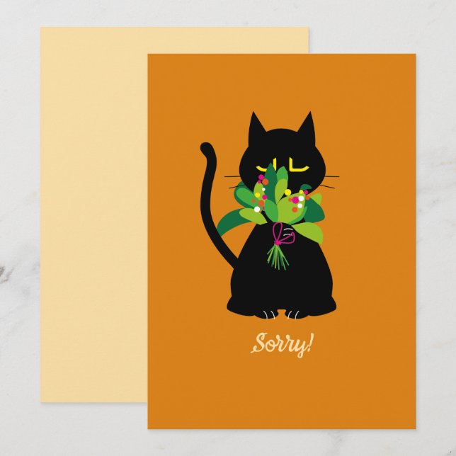 Festiva ¡LO SENTIMOS! Funny tarjeta de saludo para gato ne (Anverso / Reverso)