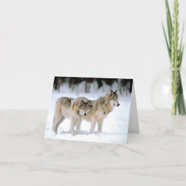 FESTIVA LOBOS EN LA NIEVE TARJETA DE FIESTAS