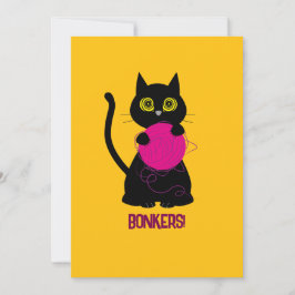 Festiva ¡LOCOS! Tarjeta de felicitación – Tejer + Gatito