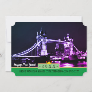 Festiva Londres, Tower Bridge y Feliz Año Nuevo! Tarjeta d