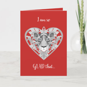 Festiva Love Lioness Locket (rojo) tarjeta de San Valentín