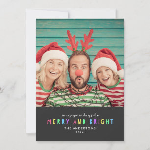 Festiva Luces brillantes en la tarjeta de vacaciones Slate