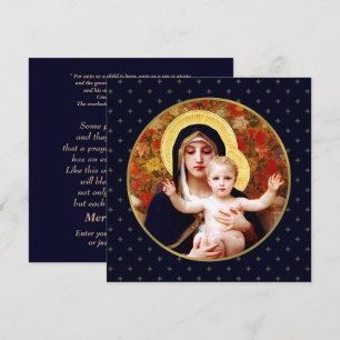 Festiva Madonna por W. Bouguereau. Tarjeta de Navidades re