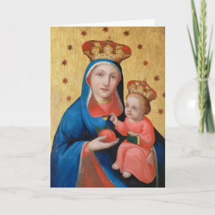 Festiva Madonna y niño de Cristo - Tarjeta de Navidades