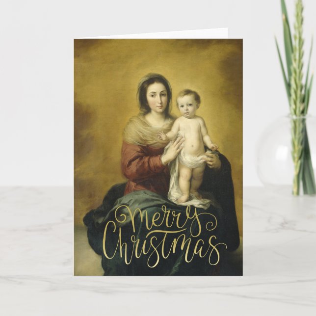 Festiva Madonna y niño, tarjeta de saludo de Navidades Bel (Anverso)