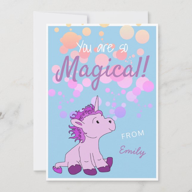 Festiva Magical PInk Unicorn Tarjeta de día de San Valentí (Anverso)