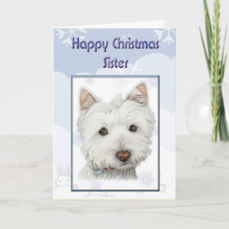 Festiva Mamá de navidades, tarjeta de hermana con perro bl
