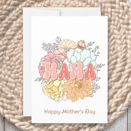 Festiva Mama Retro Floral Pastel Tarjeta del Día de la Mad