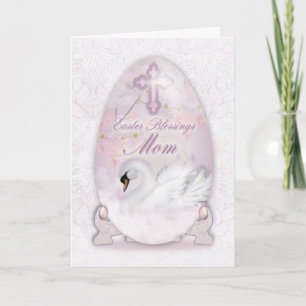 Festiva Mamá, tarjeta de pascua con el huevo adornado,