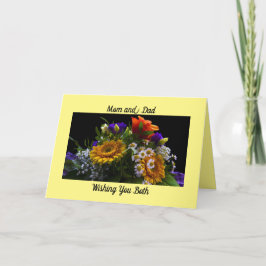 Festiva Mamá Y Papá Con Tarjeta Floral De Pascua