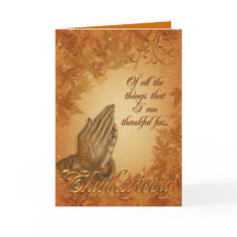 Manos de rezar de la tarjeta de agradecimiento