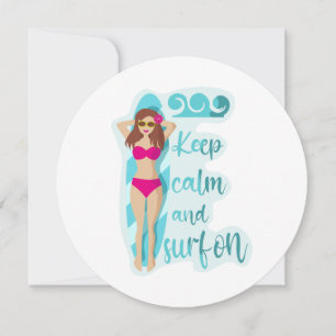 Festiva Mantener la calma y navegar en la tarjeta chica de