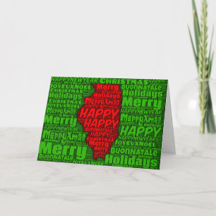 Festiva Mapa de Illinois Tarjeta de vacaciones para Navida
