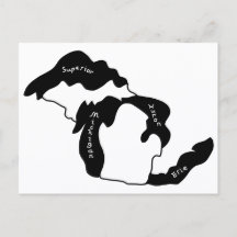 Mapa postal de los Grandes Lagos de Michigan