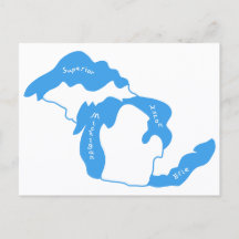 Mapa postal de los Grandes Lagos de Michigan