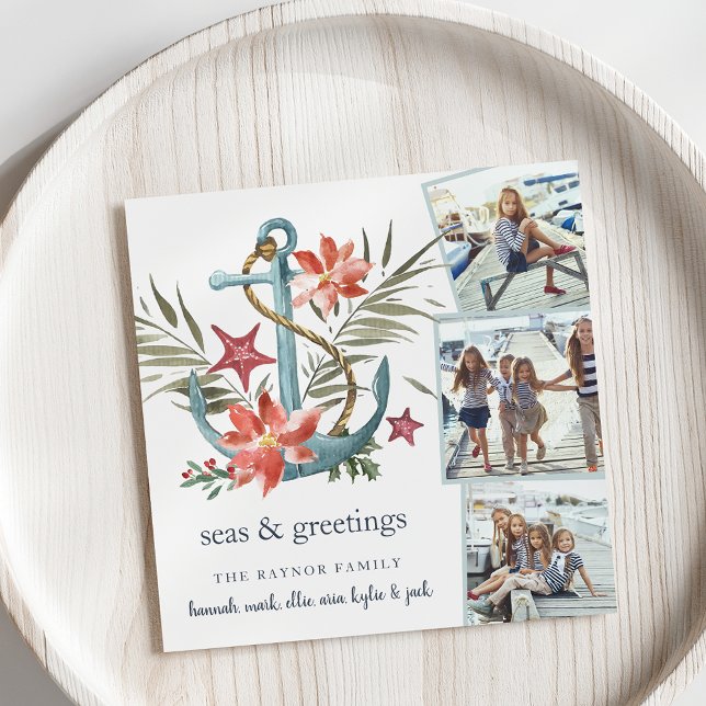 Festiva Mar | Tarjeta de Collage de fotos de vacaciones cu (Subido por el creador)