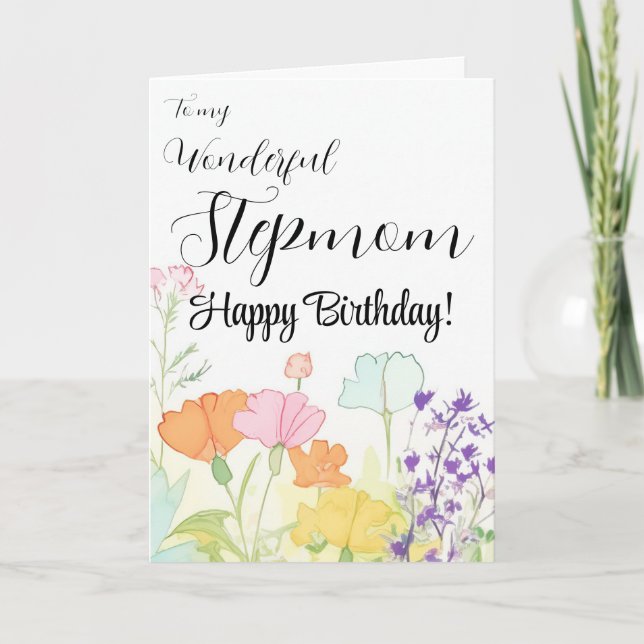 Festiva Maravillosa tarjeta de Stepmom para el cumpleaños  (Anverso)