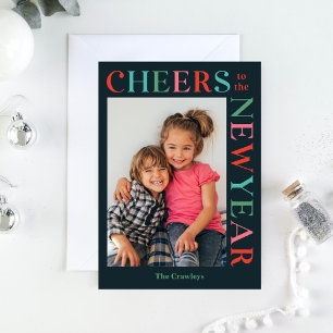 Festiva Marco Alegre Editable Tarjeta de Feliz Año Nuevo e