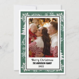 Festiva Marco botánico verde Marea Feliz tarjeta de Navida