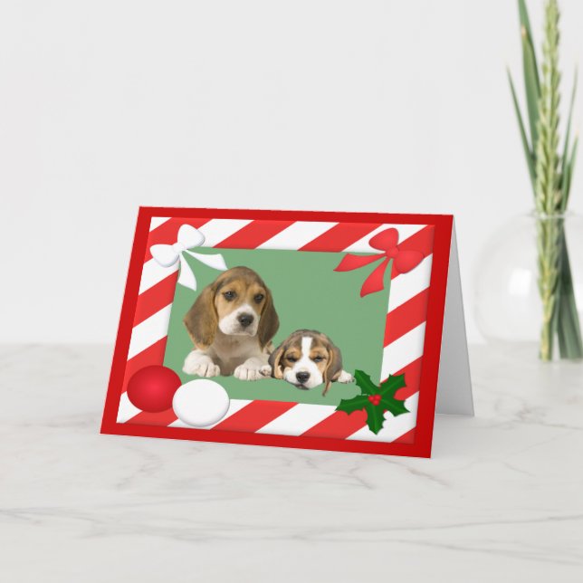 Festiva Marco de tarjeta de Navidades Beagle (Anverso)