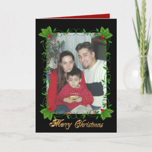 Festiva Marco del acebo de la tarjeta de felicitación del