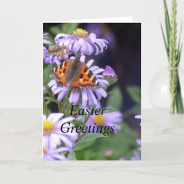 Festiva Mariposa Al Descanso En La Tarjeta De Pascua De Fl