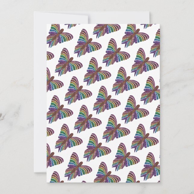 Festiva Mariposa Arcoíris (patrón blanco) - Tarjeta de Fel (Anverso)