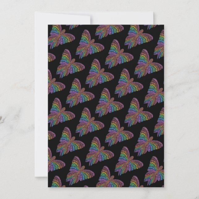 Festiva Mariposa Arcoíris (patrón negro) - Tarjeta de Feli (Anverso)