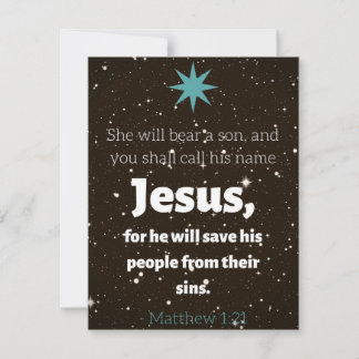 Festiva Matthew 1:21 Tarjeta de Navidades