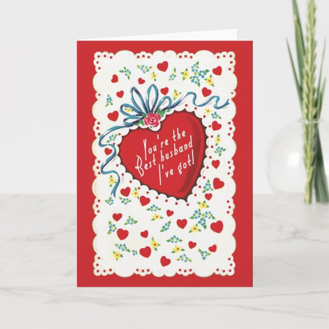 Festiva MEJOR MARIDO - tarjeta Día de San Valentín retro d (Anverso)