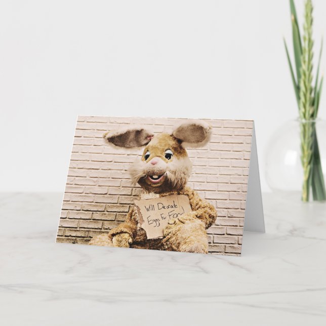 Festiva Mendigo conejo, divertida tarjeta de conejo de Pas (Anverso)