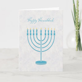 Festiva Menorah azul, Hanukkah feliz, tarjeta de saludo