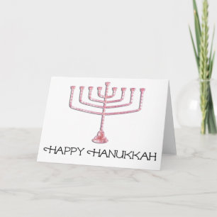 Festiva Menorah rosa Feliz Hanukkah Tarjeta de Saludo 1